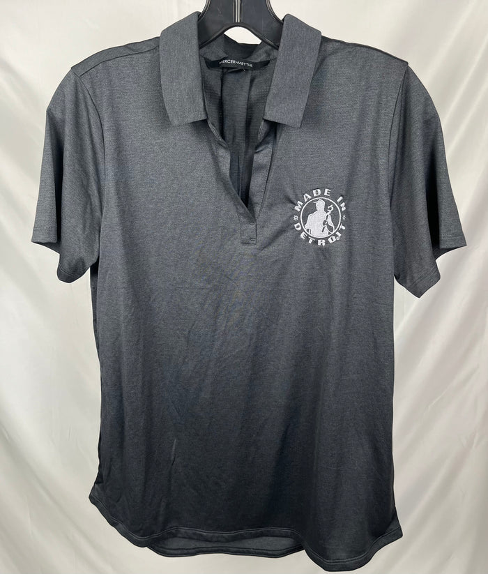 (1 of 1) Ladies Silver MID Black Polo - MEDIUM