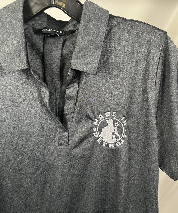 (1 of 1) Ladies Silver MID Black Polo - MEDIUM