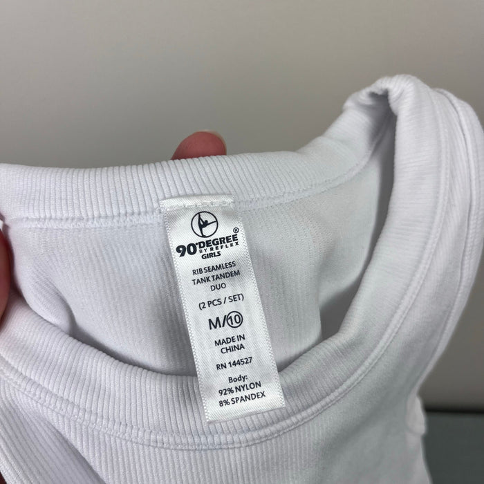 90 Degree by Reflex Rib Seamless Tank Top White M 10
