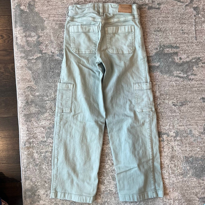 Abercrombie Kids High Rise Wide Leg Cargo Jeans 7/8 Long