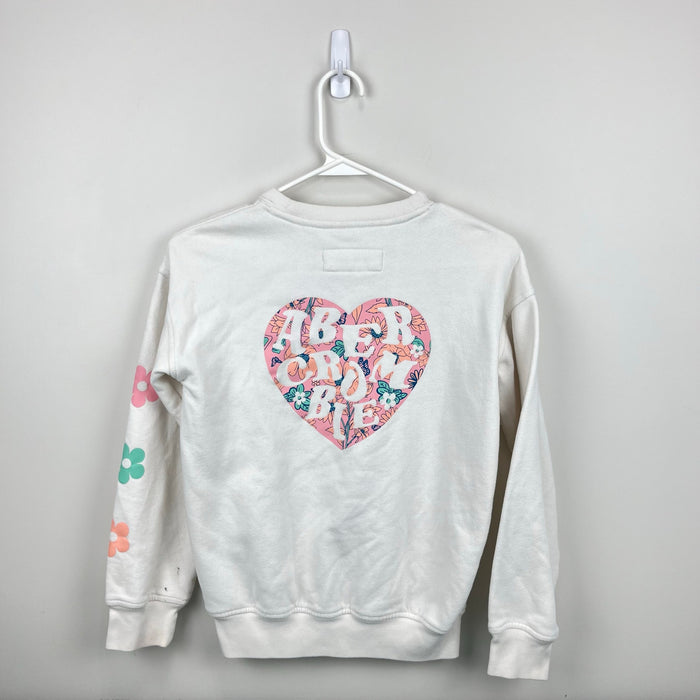 Abercrombie Kids Relaxed Fit Graphic Sweatshirt Groovy Hearts & Flowers 9-10