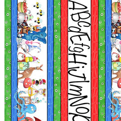 Alphabet Soup - Stripe - Multi - Alphabet - Qt Fabrics - 28208-X