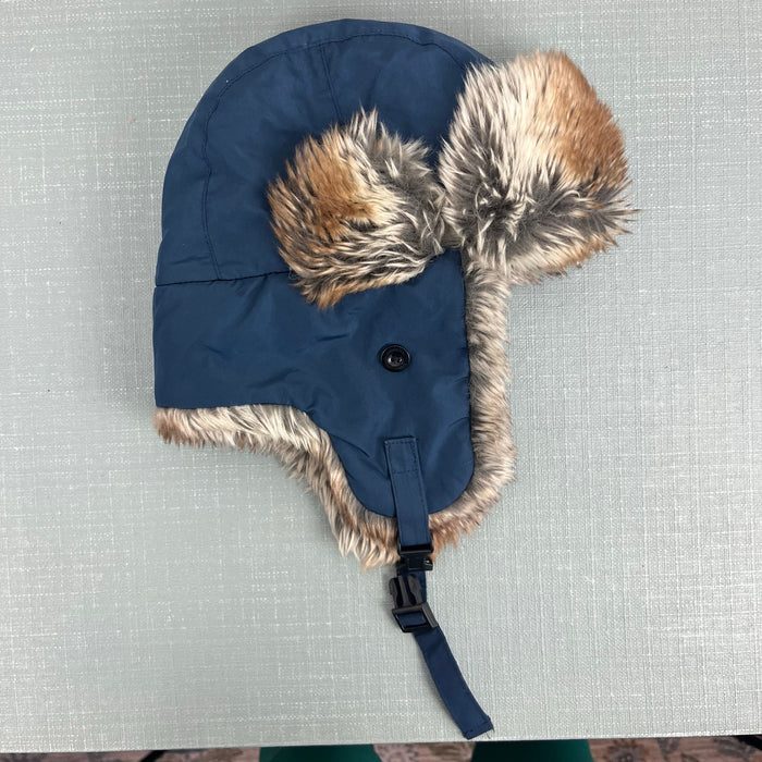 Appaman Benji Faux Fur Trapper Hat Navy Blue Large 5-7