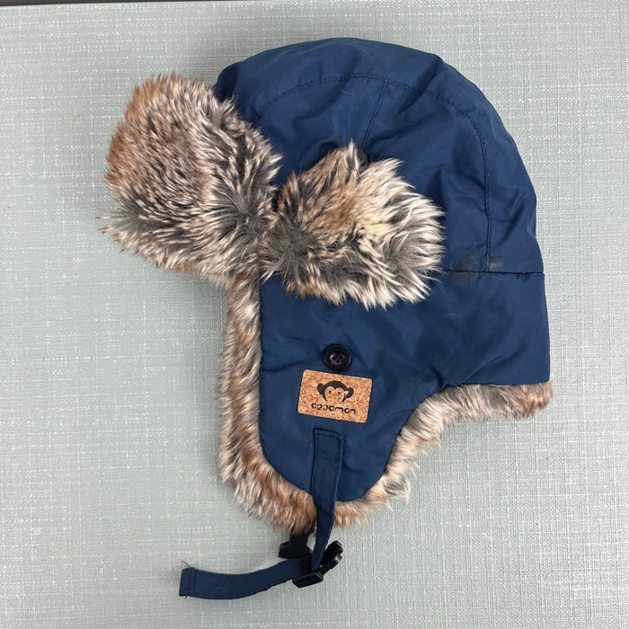 Appaman Benji Faux Fur Trapper Hat Navy Blue Large 5-7