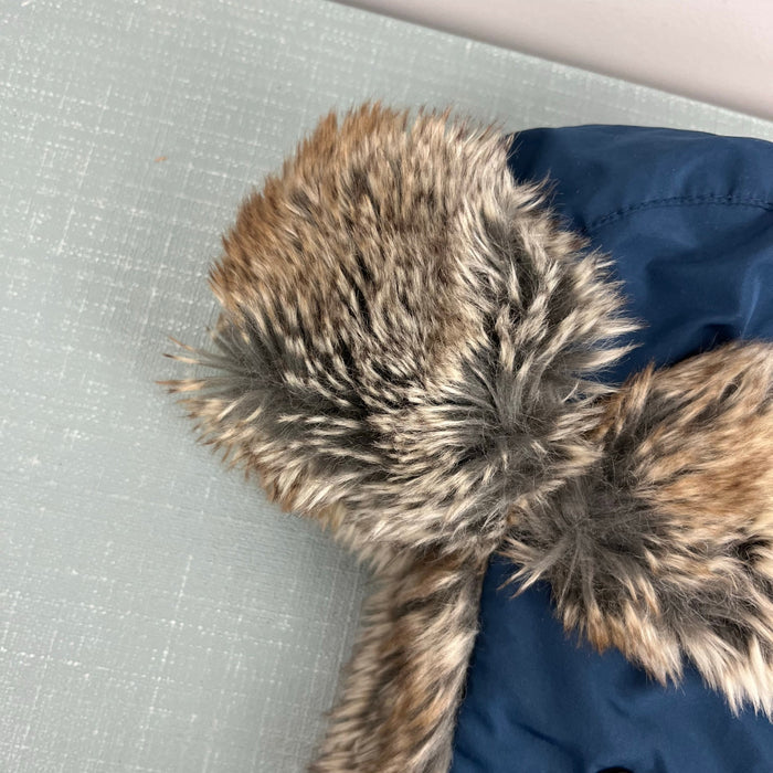 Appaman Benji Faux Fur Trapper Hat Navy Blue Large 5-7