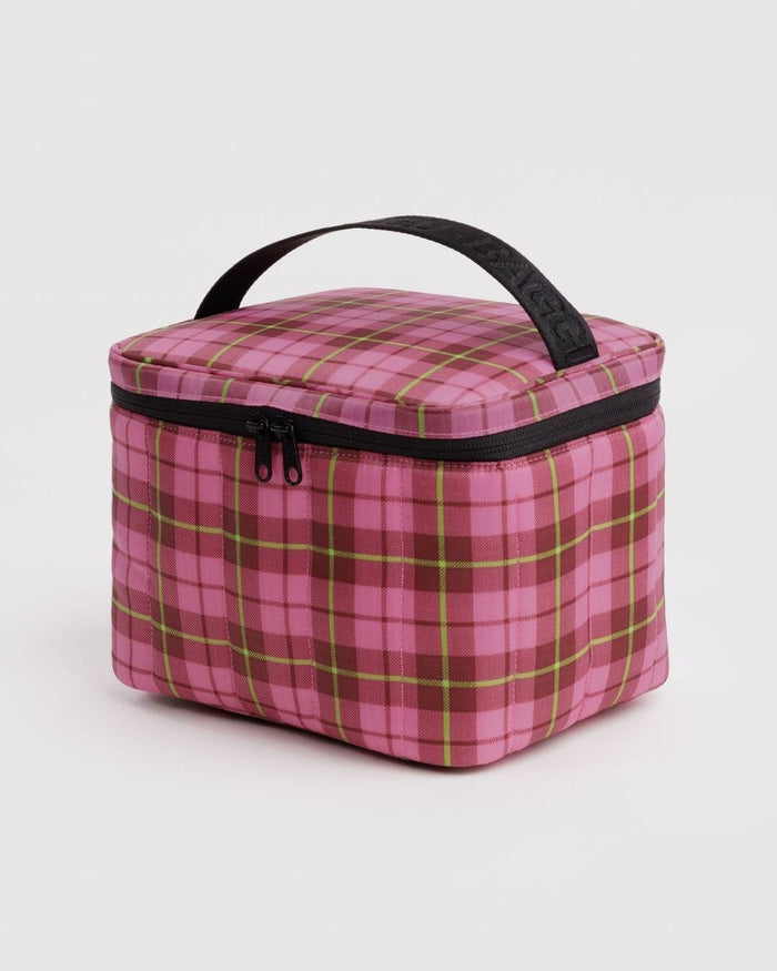 Azalea Pink Tartan Puffy Lunch Bag | BAGGU | Puffy Lunch Bag