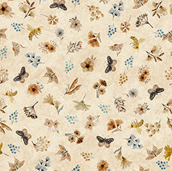 Bear Hugs -Tan Flowers & Insects Toss- 30065 A- Qt Fabrics