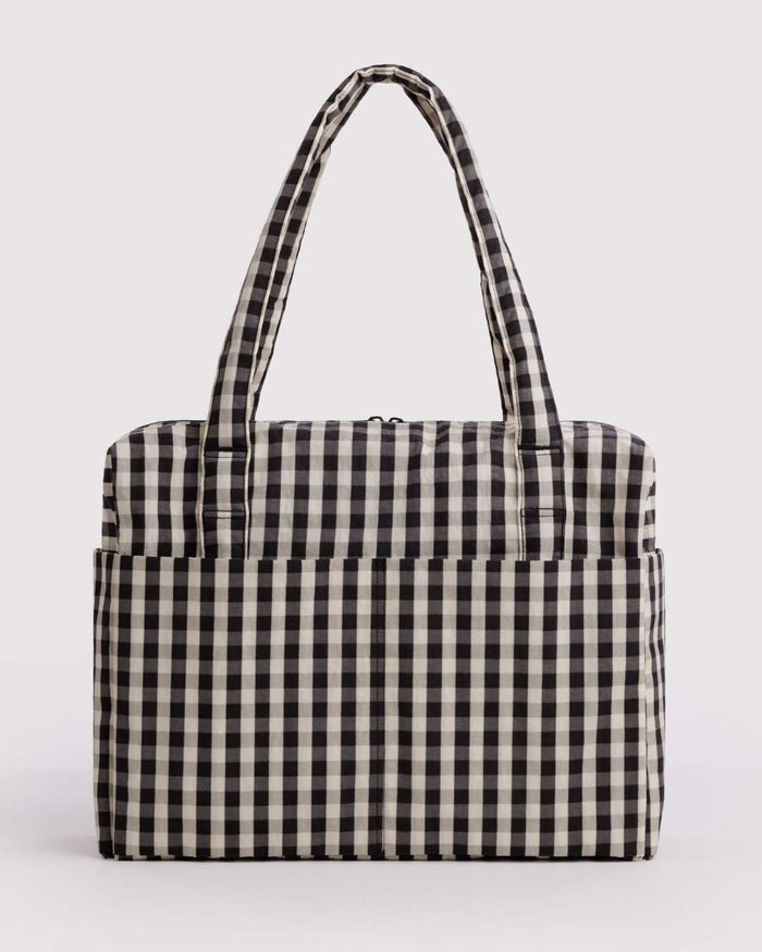 Black and Cream Gingham Cloud Carry-On | BAGGU | Cloud Carry-On