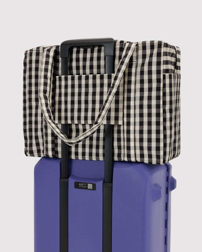 Black and Cream Gingham Cloud Carry-On | BAGGU | Cloud Carry-On
