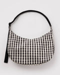 Black and Cream Gingham Large Nylon Crescent Bag | BAGGU | Large Nylon Crescent Bag
