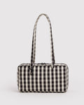Black and Cream Gingham Nylon Bowler Bag | BAGGU | Nylon Bowler Bag