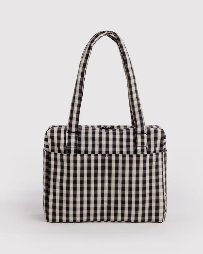 Black and Cream Gingham Small Cloud Carry-On | BAGGU | Small Cloud Carry-On