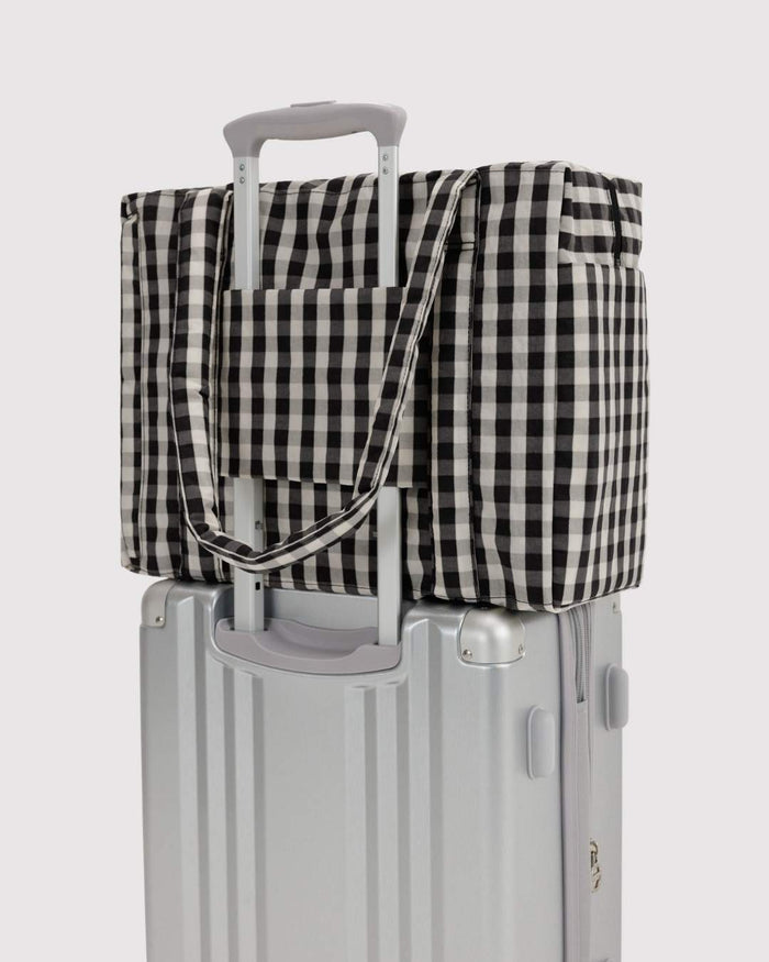 Black and Cream Gingham Small Cloud Carry-On | BAGGU | Small Cloud Carry-On