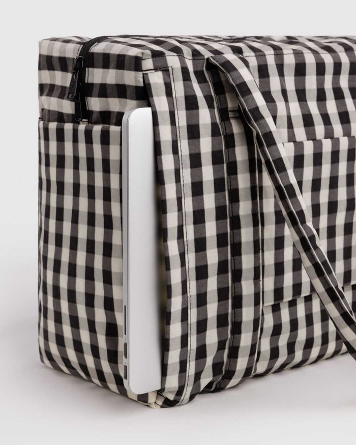 Black and Cream Gingham Small Cloud Carry-On | BAGGU | Small Cloud Carry-On