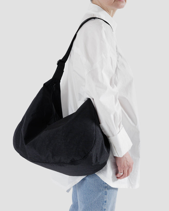 Black Large Nylon Crescent Bag | BAGGU | Large Nylon Crescent Bag