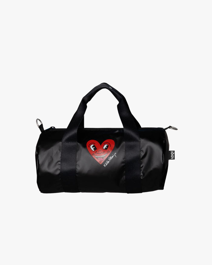 Black Metallic Heart Face Medium Weekender by Keith Haring | LOQI | Weekender Bag