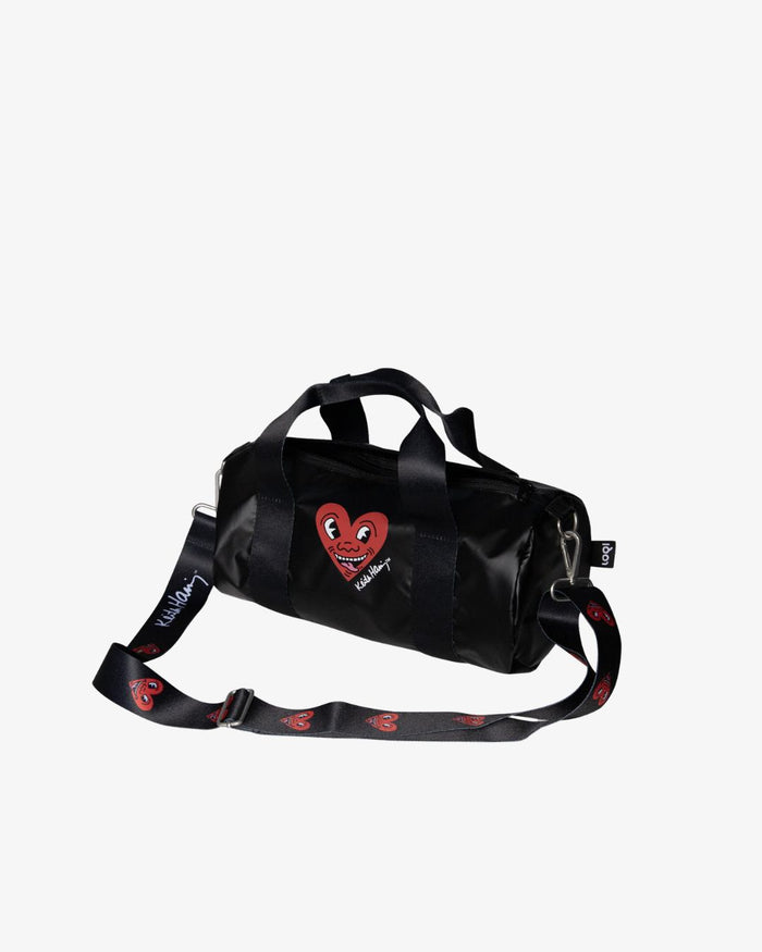 Black Metallic Heart Face Medium Weekender by Keith Haring | LOQI | Weekender Bag