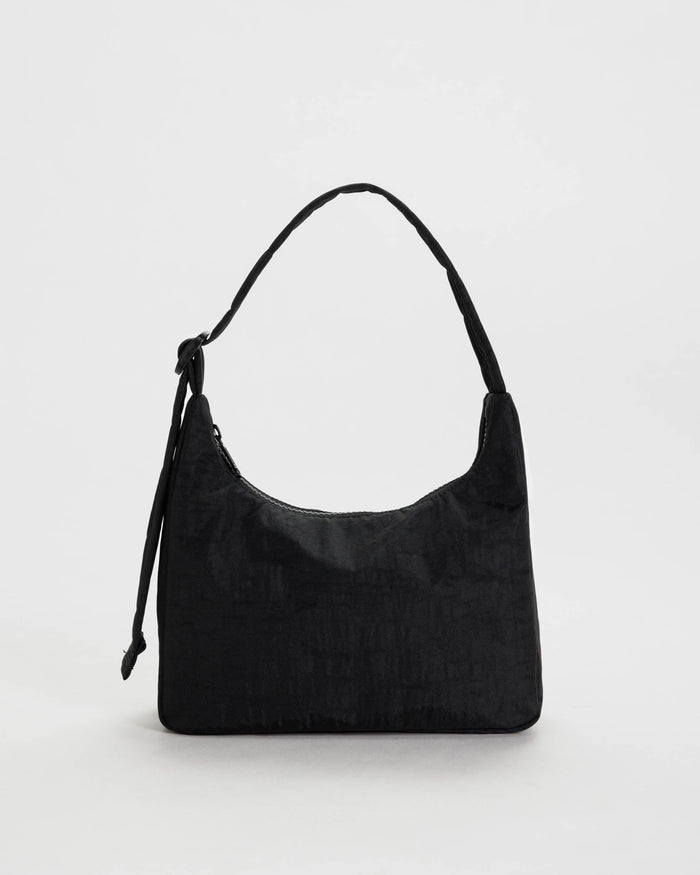 Black Mini Nylon Shoulder Bag | BAGGU | Mini Nylon Shoulder Bag