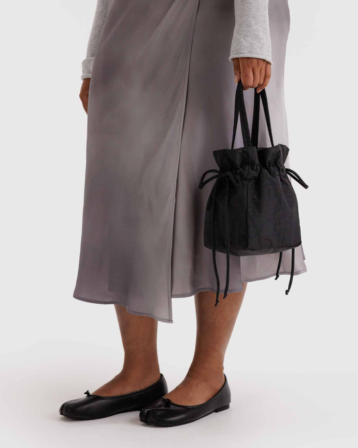 Black Nylon Drawstring Bag | BAGGU | Nylon Drawstring Bag