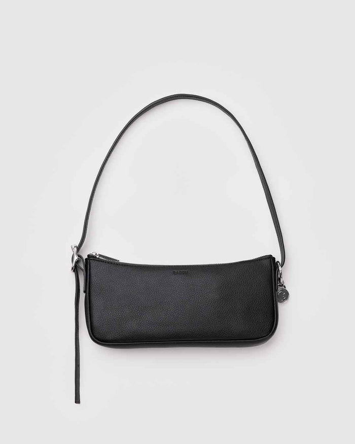 Black Recycled Leather Pochette | BAGGU | Shoulder Bag