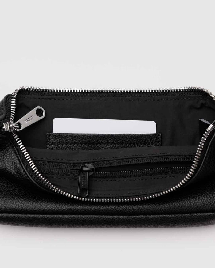 Black Recycled Leather Pochette | BAGGU | Shoulder Bag
