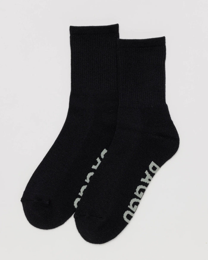 Black Ribbed Sock | BAGGU | Socks
