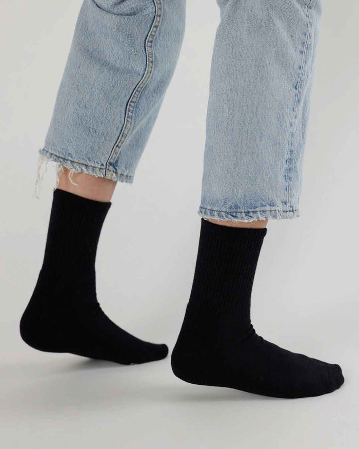 Black Ribbed Sock | BAGGU | Socks