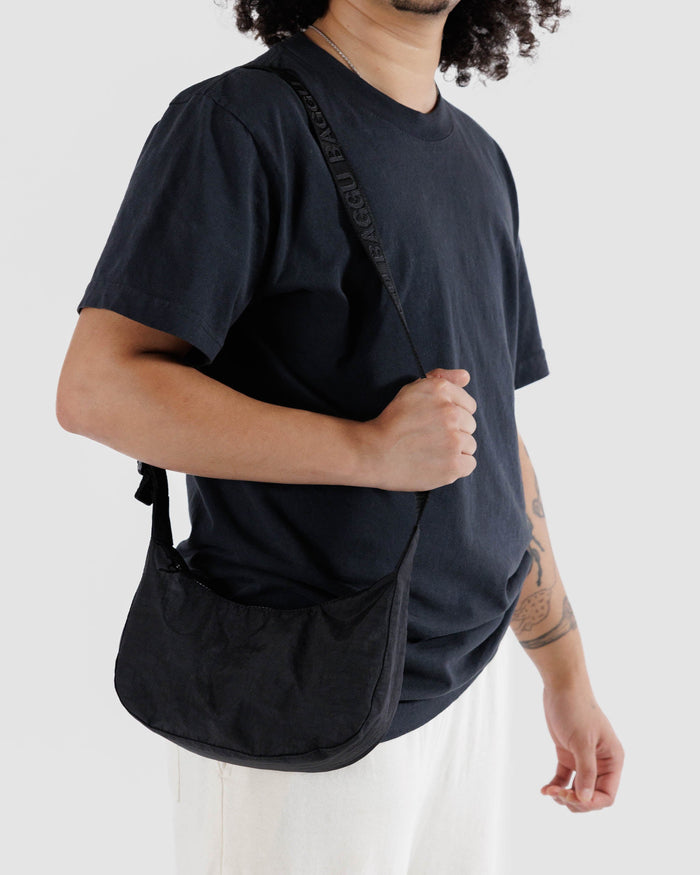 Black Small Nylon Crescent Bag | BAGGU | Small Nylon Crescent Bag