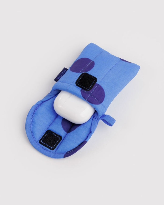 Blue Polka Dot Puffy Earbuds Case | BAGGU | Earbud Case
