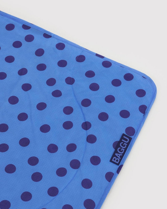 Blue Polka Dot Puffy Picnic Blanket | BAGGU | Picnic Blanket