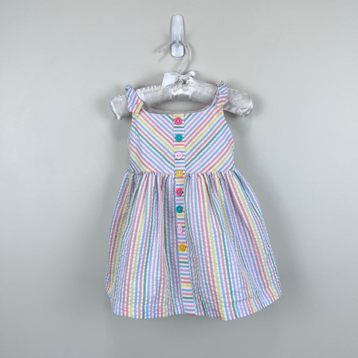 Bonnie Baby Pastel Stripe Seersucker Dress 6-9 Months