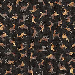 Buck Wild - Black -  Deer Silhouettes - 30806J- Qt Fabrics