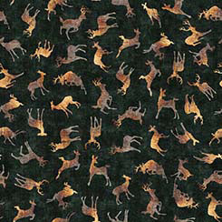 Buck Wild - Deer Silhouettes- Green - 30806F- Qt Fabrics