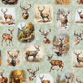 Buck Wild - Sage-  Deer Vignettes - 30804H- Qt Fabrics