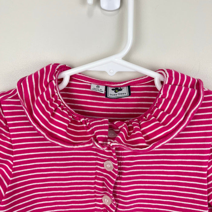 Busy Bees Eliza Ruffle Polo Pink Stripes 8