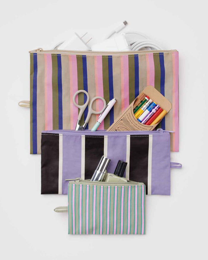 Candy Shop Stripes Flat Pouch Set | BAGGU | Flat Pouch Set