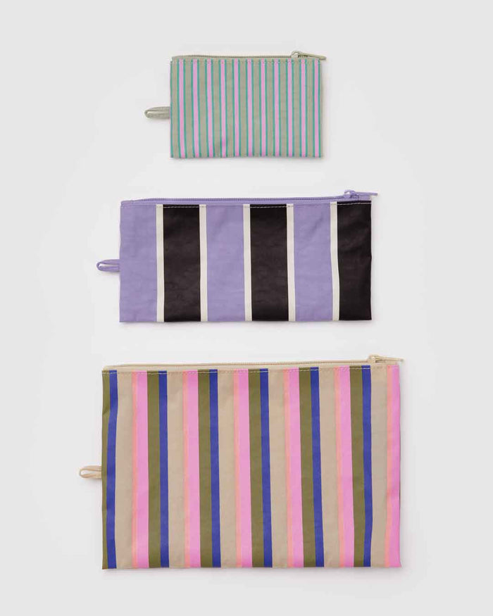 Candy Shop Stripes Flat Pouch Set | BAGGU | Flat Pouch Set