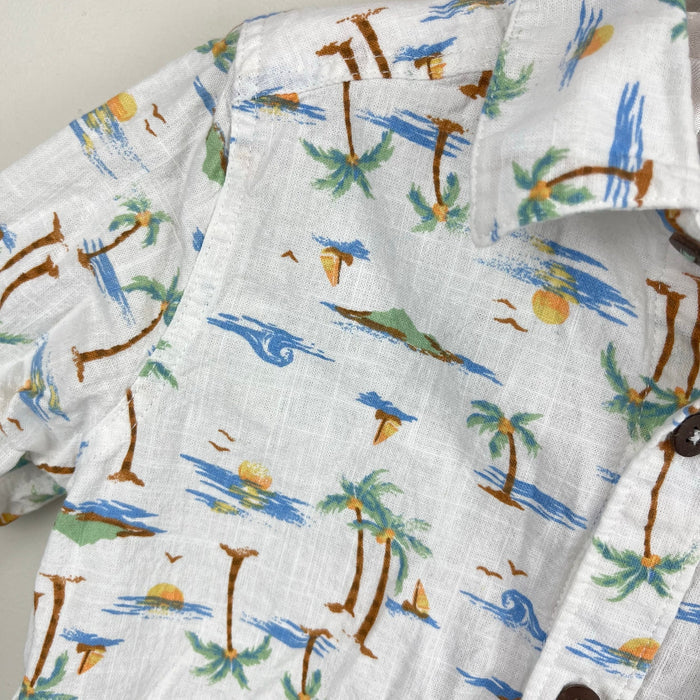 Caribbean Joe Kids Short Sleeve Collared Beach Shirt S 5/6