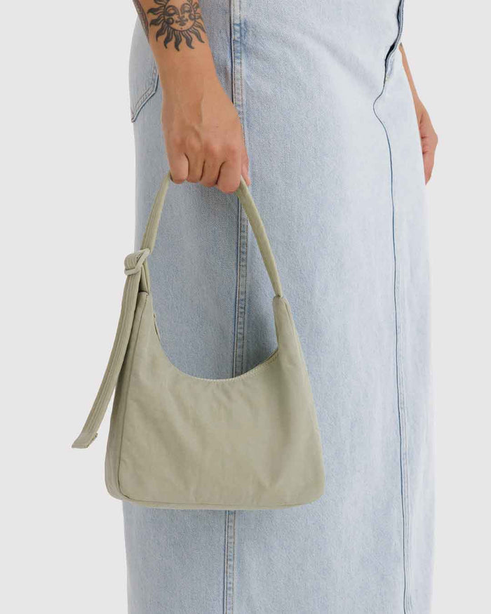 Celadon Mini Nylon Shoulder Bag | BAGGU | Mini Nylon Shoulder Bag