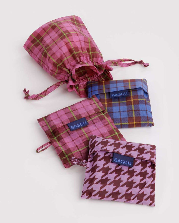 Check Mix Standard Baggu Set of 3 | BAGGU | Standard Baggu Set of 3
