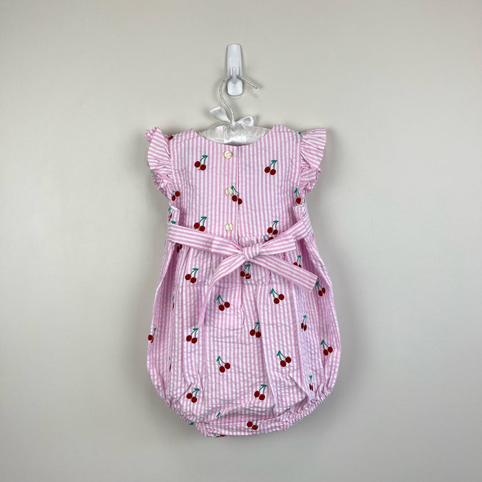 Classic Prep Childrenswear Beatrice Bubble Pink Stripe Cherries 18-24 Months NWT