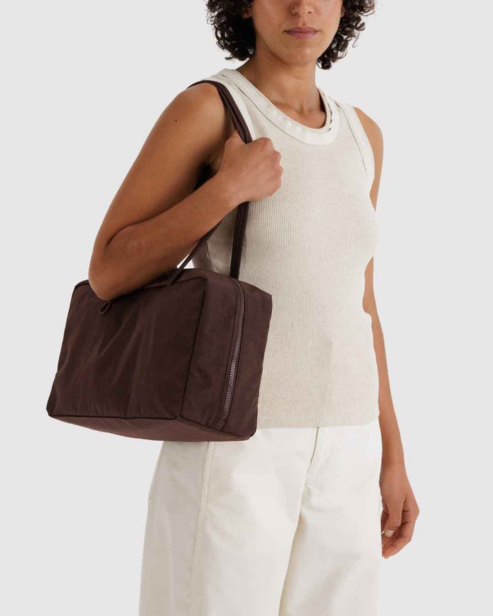 Coffee Medium Nylon Bowler Bag | BAGGU | Medium Nylon Bowler Bag