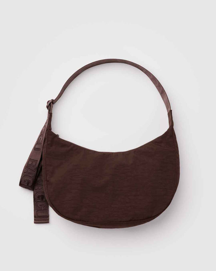 Coffee Medium Nylon Crescent Bag | BAGGU | Medium Nylon Crescent Bag