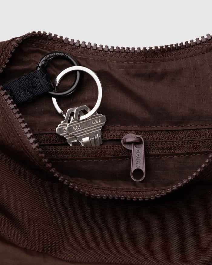 Coffee Small Nylon Crescent Bag | BAGGU | Small Nylon Crescent Bag