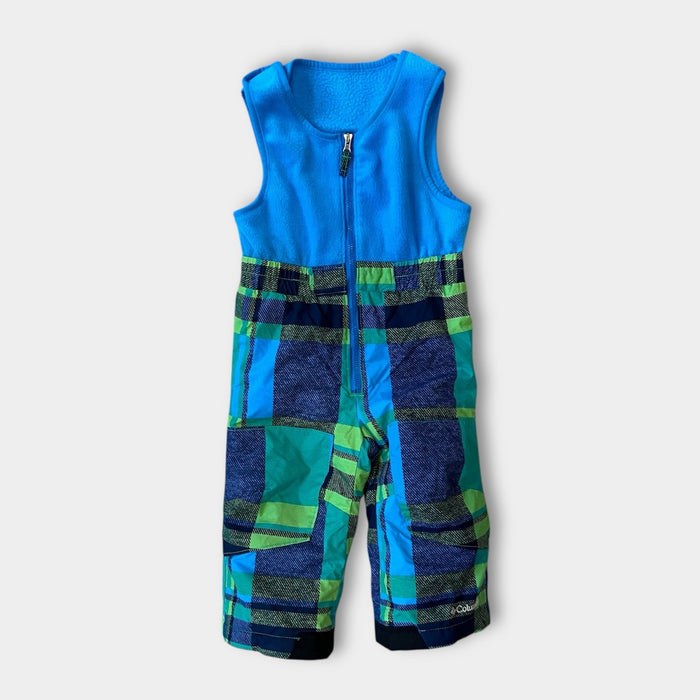 Columbia Blue Green Plaid Snow Bib Overalls 2T