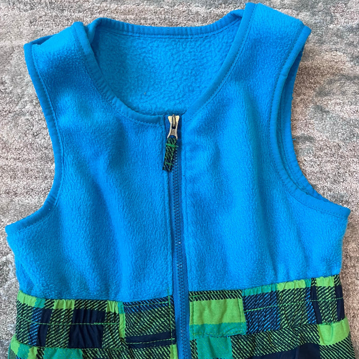Columbia Blue Green Plaid Snow Bib Overalls 2T