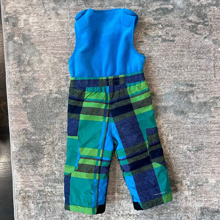 Columbia Blue Green Plaid Snow Bib Overalls 2T