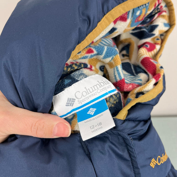Columbia Infant Snuggly Bunny Down Bunting Snow Suit Navy Blue 12-18 Months