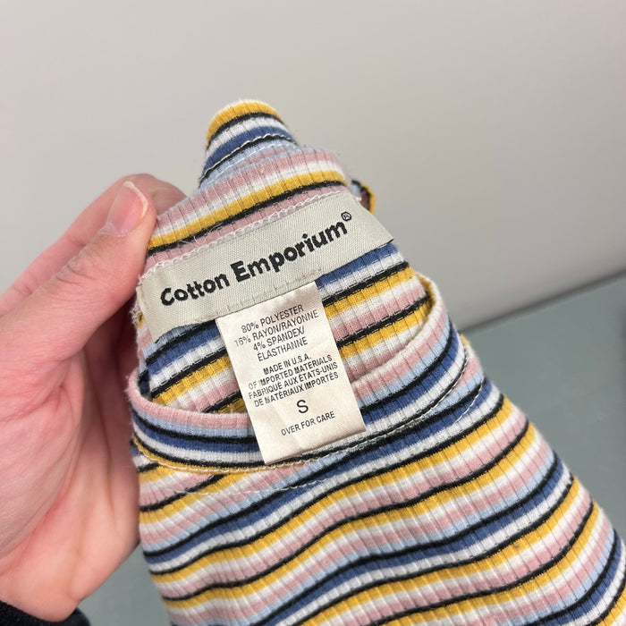 Cotton Emporium Kids' Meet & Greet Stripe Rib T-Shirt Blue Multi Stripe S 7-8