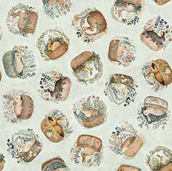 Cotton Tails - Sage - Bunny Toss- 30080-H - Qt Fabrics